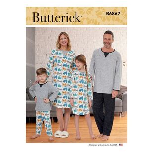 Butterick Sewing Pattern B6867 Misses', Men's, Children's, Boys', Girls' Top, Tunic and Pants A XS - S - M - L - XL
