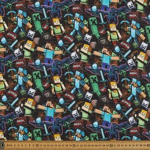 Minecraft Mural Printed 112 cm Homespun Cotton Fabric Multicoloured 112 cm