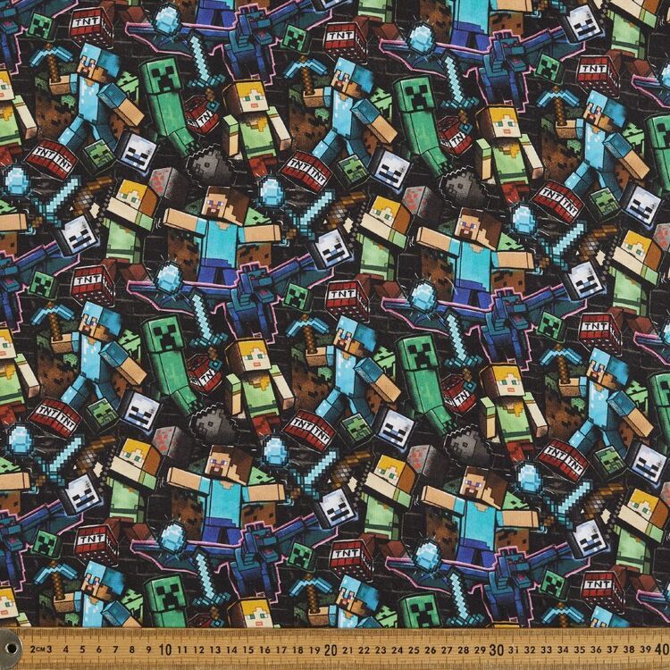 Minecraft Mural Printed 112 cm Homespun Cotton Fabric