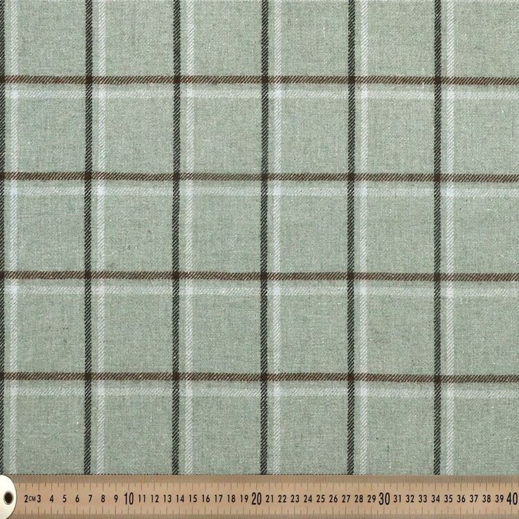 Check #2 Patterned 145 cm Wool Blend Suiting Fabric Mint 145 cm