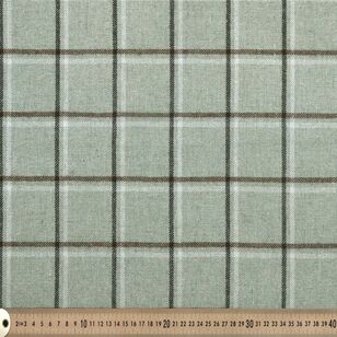 Check #2 Patterned 145 cm Wool Blend Suiting Fabric Mint 145 cm