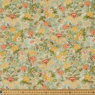 Wallpaper Floral Printed 135 cm Rayon Fabric Olive 135 cm