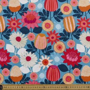 Jocelyn Proust Banksia Grove Digital Printed 112 cm Montreaux Drill Fabric Turquoise 112 cm