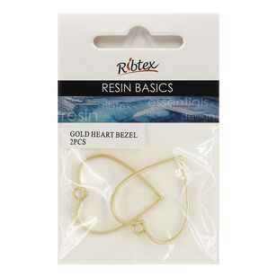Ribtex Resin Heart Bezel Frame Gold 2 Pieces