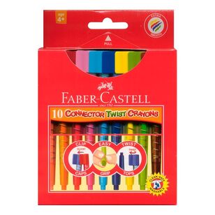 Faber Castell Twist Crayon Connector With Caps 10 Pack Multicoloured