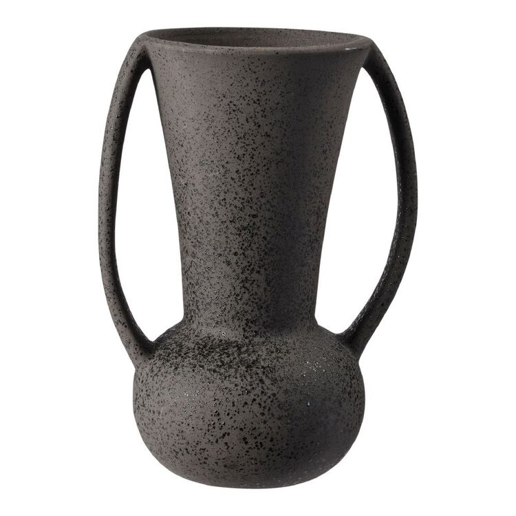 KOO Global Gathering Ceramic Vase With Handles Black 16 x 15.4 cm