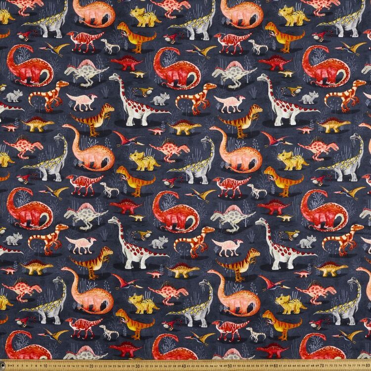 Katherine Quinn Dinosaurs Printed 112 cm Cotton Drill Fabric