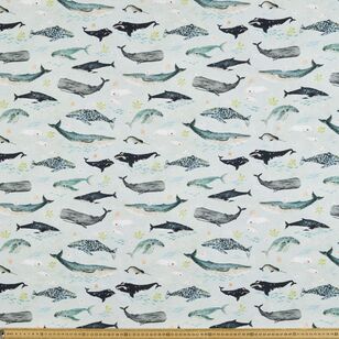 Katherine Quinn Whale Whispers Printed 112 cm Cotton Drill Fabric Multicoloured 112 cm
