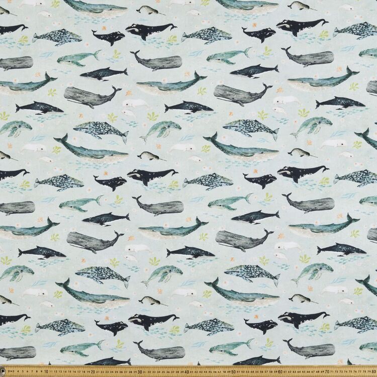 Katherine Quinn Whale Whispers Printed 112 cm Cotton Drill Fabric