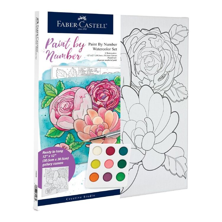 Faber Castell Paint By Number Watercolour Floral Set