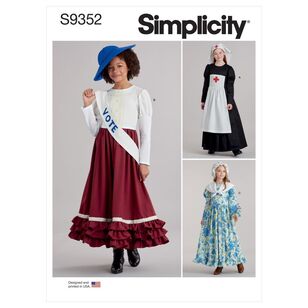 Simplicity Sewing Pattern S9352 Girls' Costumes & Face Covers 7 - 14