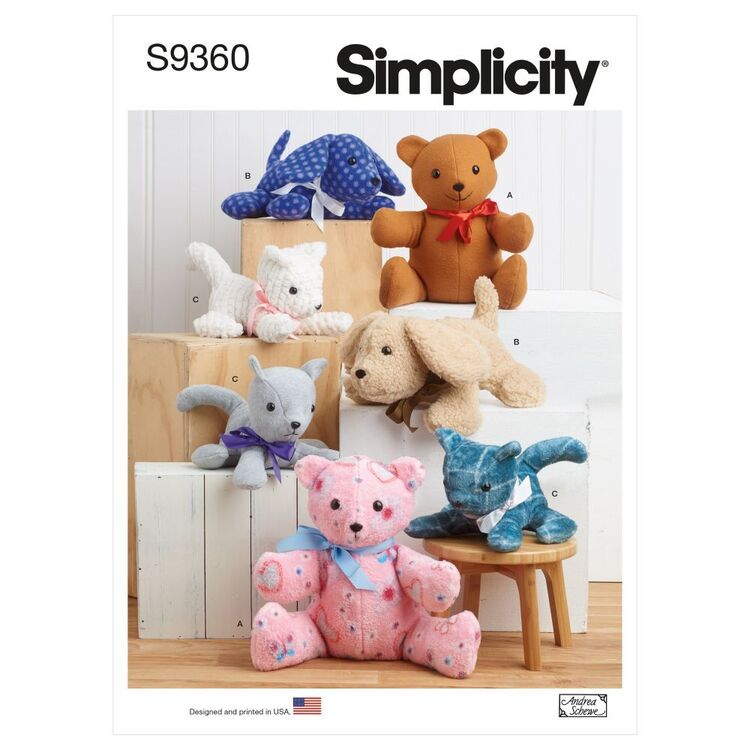 Simplicity Sewing Pattern S9360 Plush Animals One Size