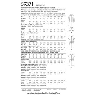 Simplicity Sewing Pattern S9371 Misses' & Women's Dress with Collar, Cuff & Sleeve Variations