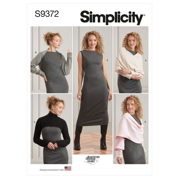 Simplicity Sewing Pattern S9372 Misses' Knit Dress & Shrugs