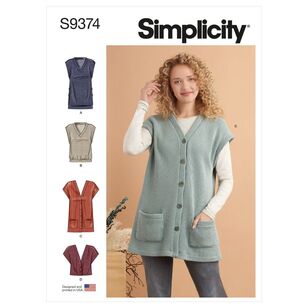 Simplicity Sewing Pattern S9374 Misses' Knit Vests XX Small - XX Large