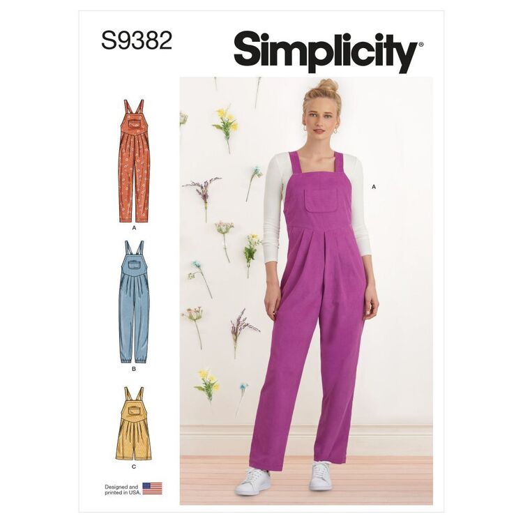 Simplicity Sewing Pattern S9382 Misses' Overall With Shaped Raised Waist & Back Ties