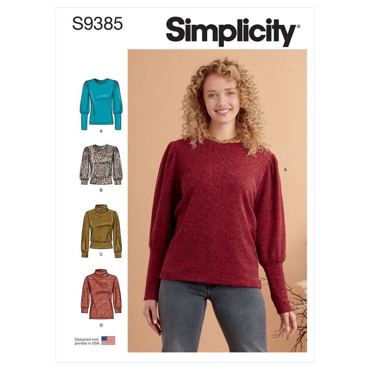 Simplicity Sewing Pattern S9385 Misses' Knit Tops with Length & Sleeve Variations