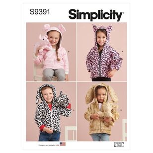 Simplicity Sewing Pattern S9391 Toddlers' Jackets & Small Plush Animals 1/2 - 4