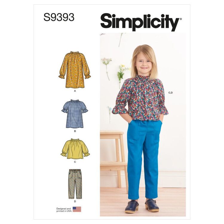 Simplicity Sewing Pattern S9393 Children's Dress, Tunic, Top & Pants