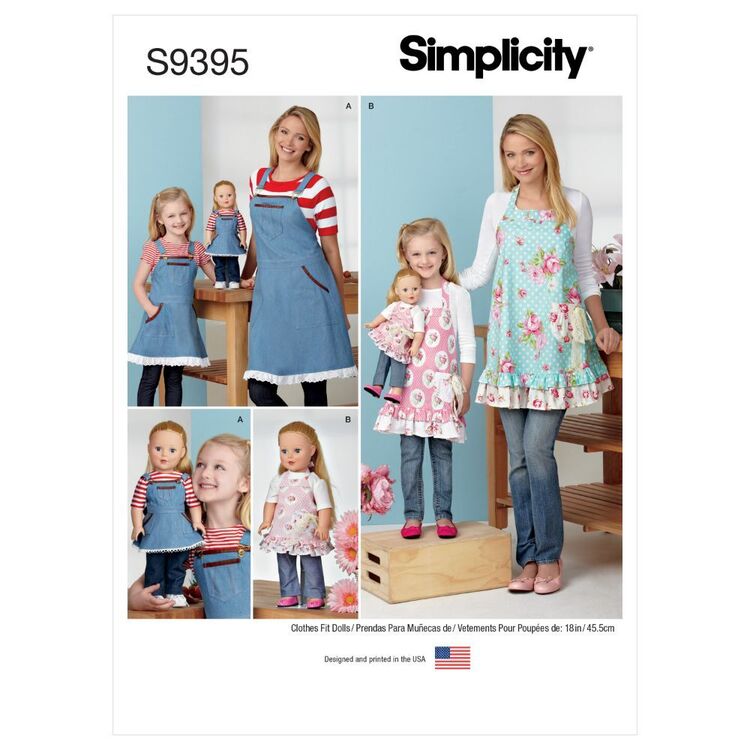 Simplicity Sewing Pattern S9395 Aprons for Misses, Children & 18" Doll