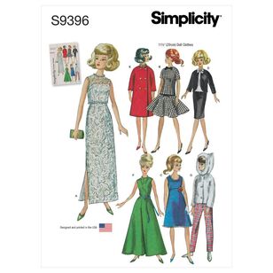 Simplicity Sewing Pattern S9396 Vintage Doll Clothes for 11.5'' Doll One Size