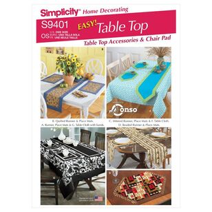 Simplicity Sewing Pattern S9401 Tabletop Accessories & Chair Pad One Size
