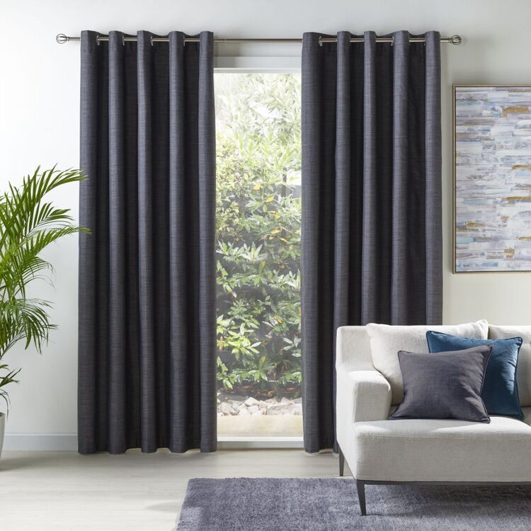 Emerald Hill Skye Blockout Eyelet Curtains Charcoal
