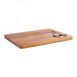 Culinary Co Rectangular Board With Two Cheese Knives Natural 40 x 30 cm