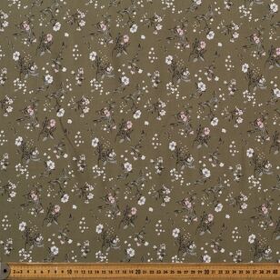 Sweet Olive Printed 135 cm Rayon Fabric Olive 135 cm