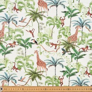 Jungle Printed 148 cm Organic Cotton Elastane Jersey Fabric Light Green 148 cm