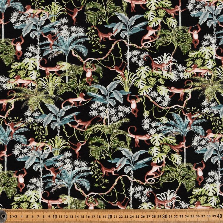 Monkeys Printed 148 cm Organic Cotton Elastane Jersey Fabric