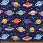 Planets Printed 148 cm Deluxe Velour Fleece Fabric Navy 148 cm