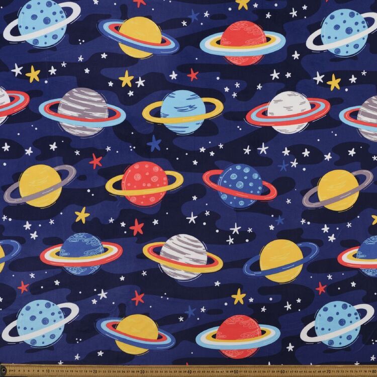 Planets Printed 148 cm Deluxe Velour Fleece Fabric