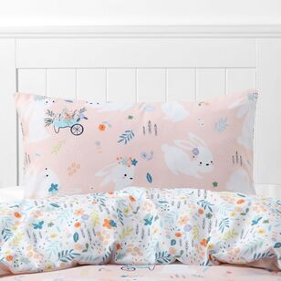 Ombre Blu Floral Bunny Quilt Cover Set Pink Single