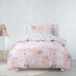 Ombre Blu Floral Bunny Quilt Cover Set Pink