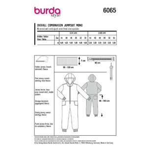 Burda Style Sewing Pattern 6065 Men's Overalls with Hood 34 - 44 (44 - 54)