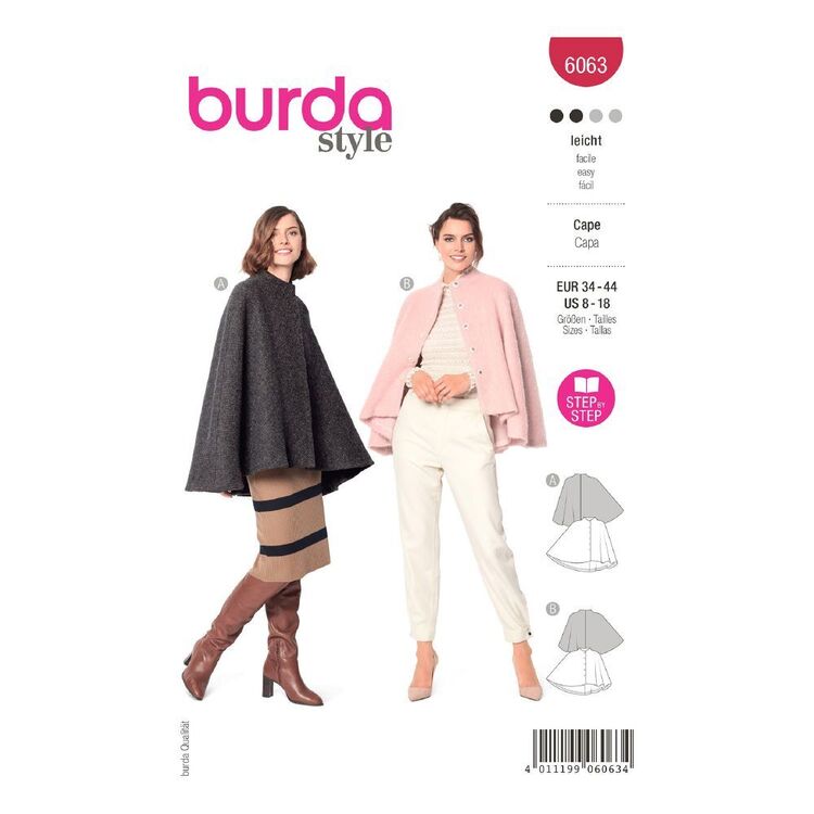 Burda Style Sewing Pattern 6063 Misses' Cape