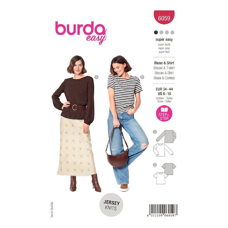 Burda Easy Sewing Pattern 6059 Misses' Top & Blouse