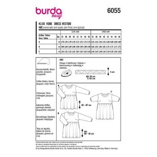 Burda Easy Sewing Pattern 6055 Misses' Dress with Gathered Skirt 8 - 22 (34 - 48)