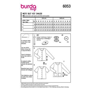 Burda Easy Sewing Pattern 6053 Misses' Cardigan with Rounded Neckline 8 - 22 (34 - 48)