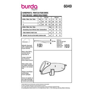 Burda Style Sewing Pattern 6049 Dog Coat A (S - M - L)