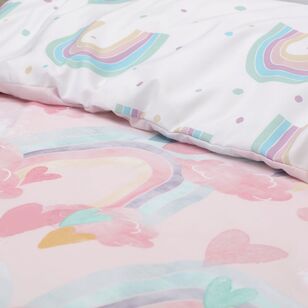 Ombre Blu Pastel Rainbow Quilt Cover Set Pink Single