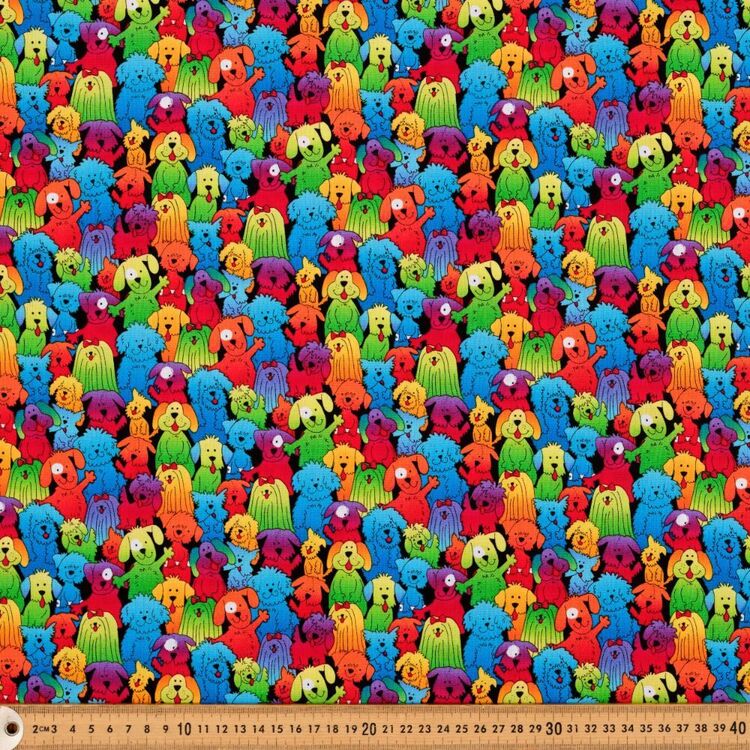 Timeless Treasures Happy Rainbow Dogs Printed 112 cm Cotton Fabric