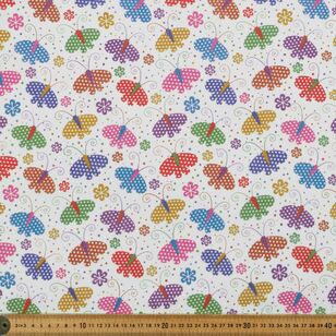 Mix N Match TC Butterflies Printed 112 cm Poly Cotton Poplin Fabric Multicoloured 112 cm