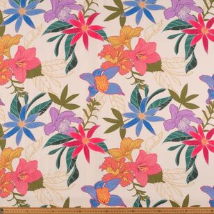 Kiah Floral Printed 112 cm Cotton Linen Fabric Multicoloured 112 cm