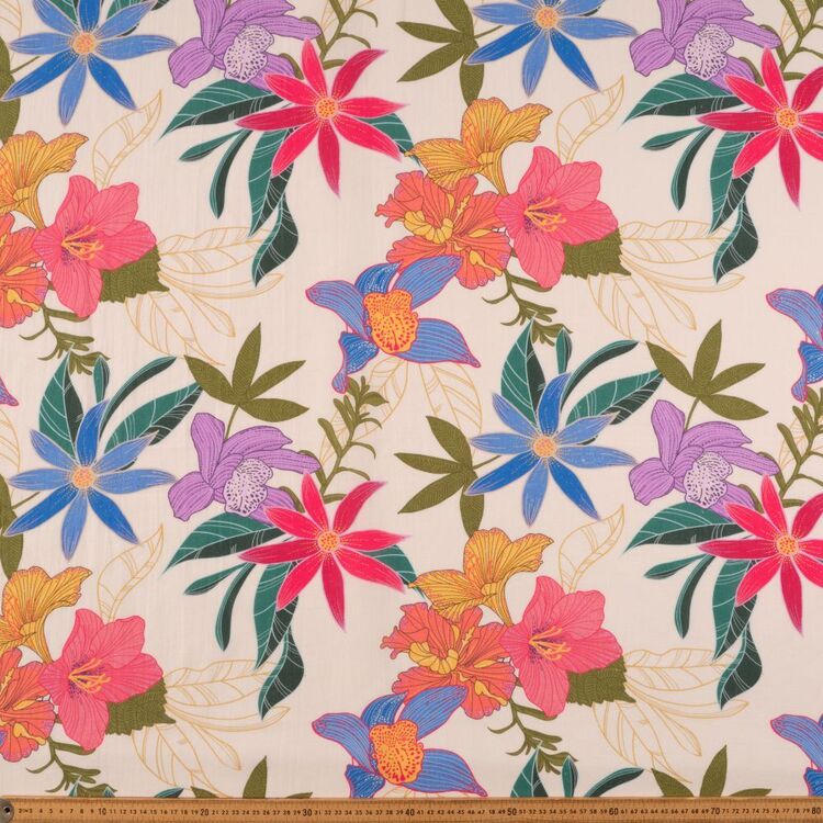 Kiah Floral Printed 112 cm Cotton Linen Fabric