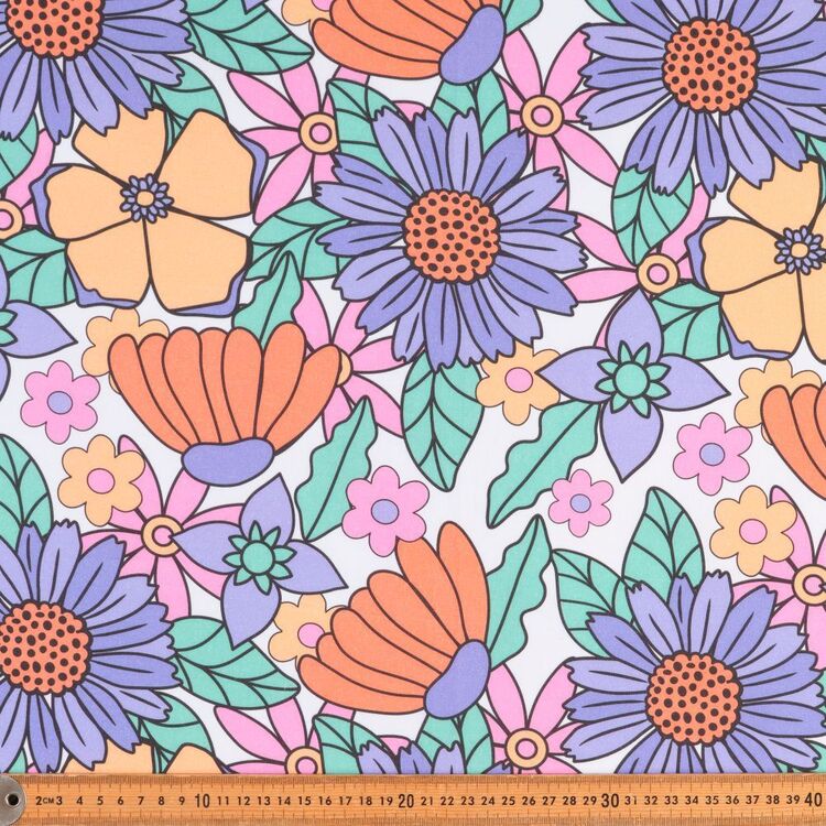 Remi Floral Printed 112 cm Organic Cotton Poplin Fabric