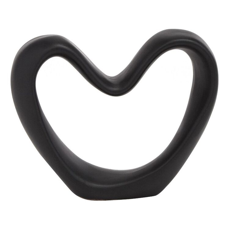 Bouclair Mellow Monochrome Ceramic Heart Ornament Black 17 x 4 x 14 cm
