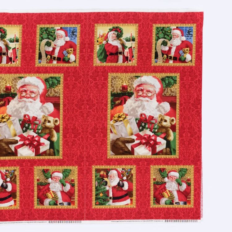 Christmas Legend Santa Printed Cotton Fabric Panel
