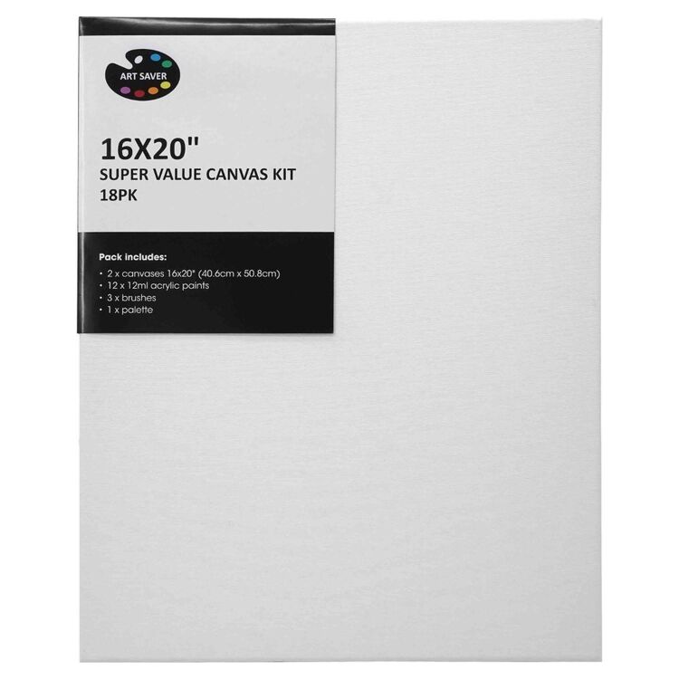 Art Saver Super Value Canvas Kit 18 Pack Multicoloured 16 x 20 in